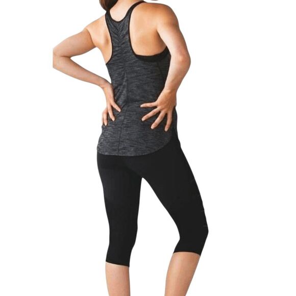 LULULEMON ATHLETICA What The Sport Singlet In Heathered Black Size 4 - Picture 1 of 3